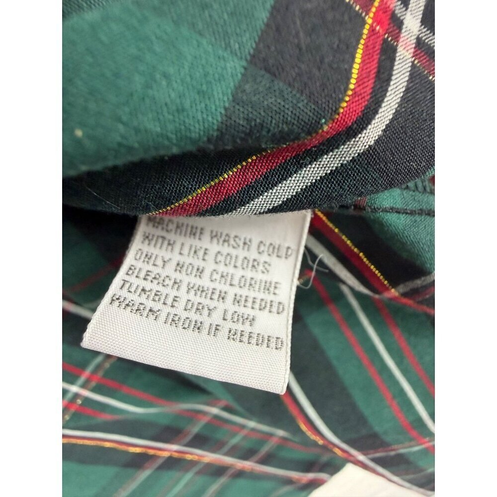 Foxcroft plaid shirt women's size 16 green decorative buttons 3/4 sleeves - Picture 9 of 12